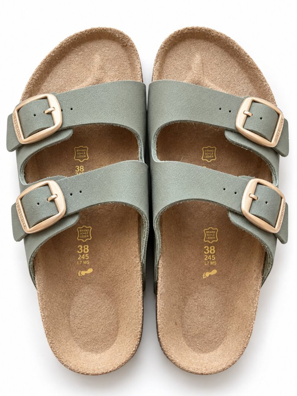 Sage Green Double Buckle Slide Sandals Women’s Size 7